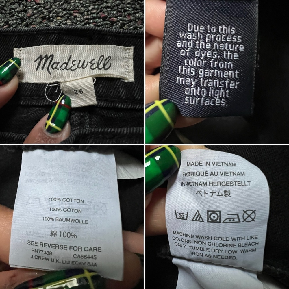 MADEWELL 100% Cotton Black Denim Mini High-Waist A-Line Frayed Hem Casual Skirt - Picture 16 of 16